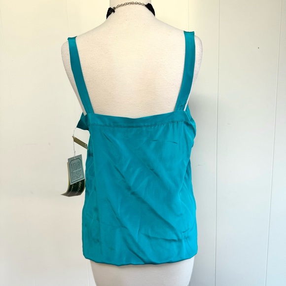 Vintage UMI Collections by Anne Crimmons 100% Silk Sleeveless Blouse Turquoise - Picture 2 of 4